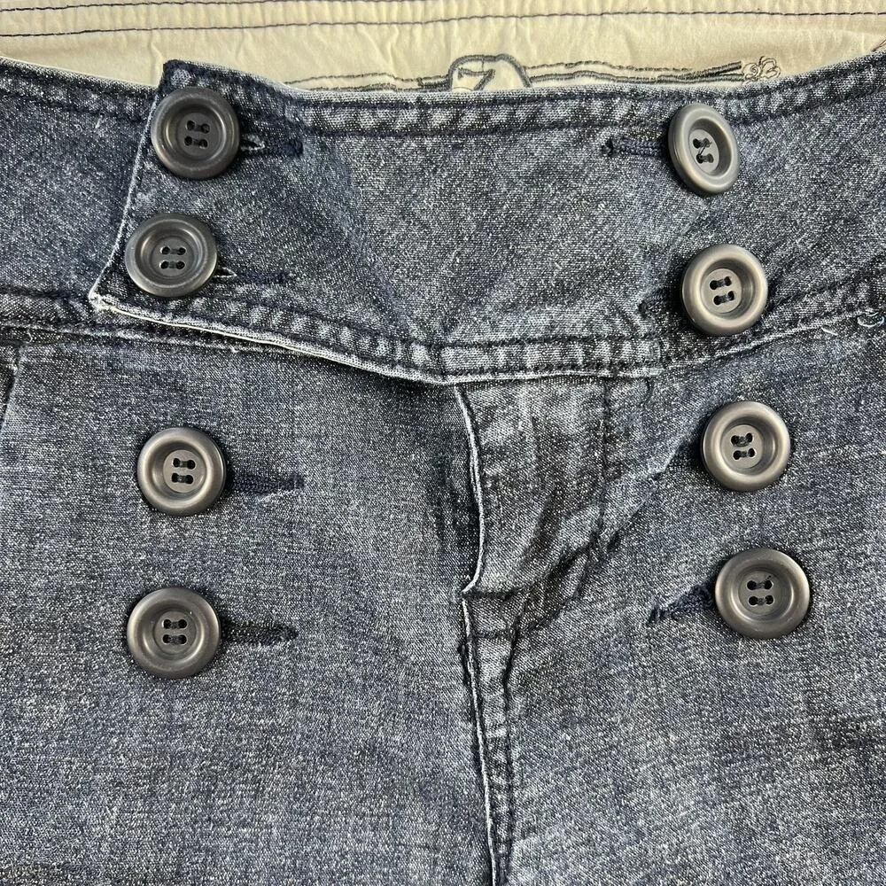 Y2K Zana Di‎ Jrs 9 Bermuda Shorts Low Rise Blue Denim Sailor Long Street Grunge